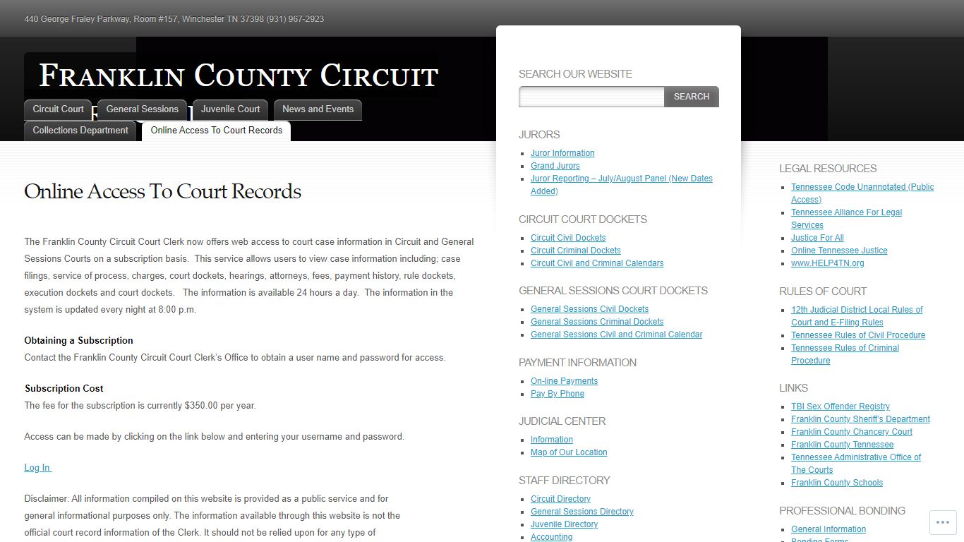 Online Access To Court Records | Franklin County Circuit ...